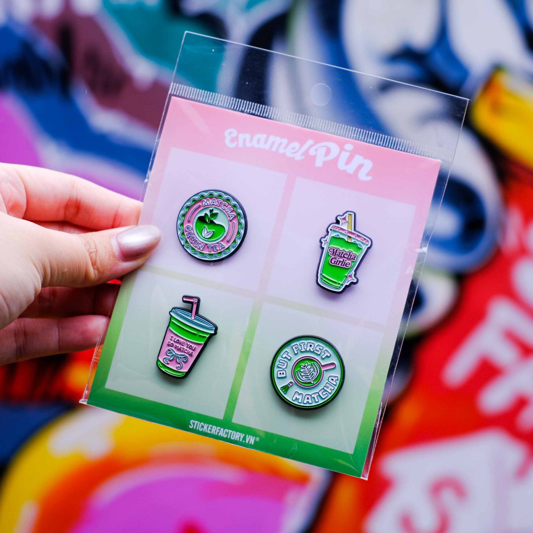 EPIN036 Matcha Mood - Set 4 Enamel Pin - Huy hiệu kim loại