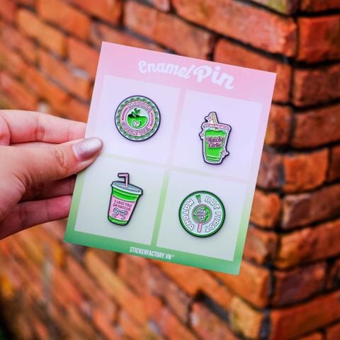  EPIN036 Matcha Mood - Set 4 Enamel Pin - Huy hiệu kim loại 