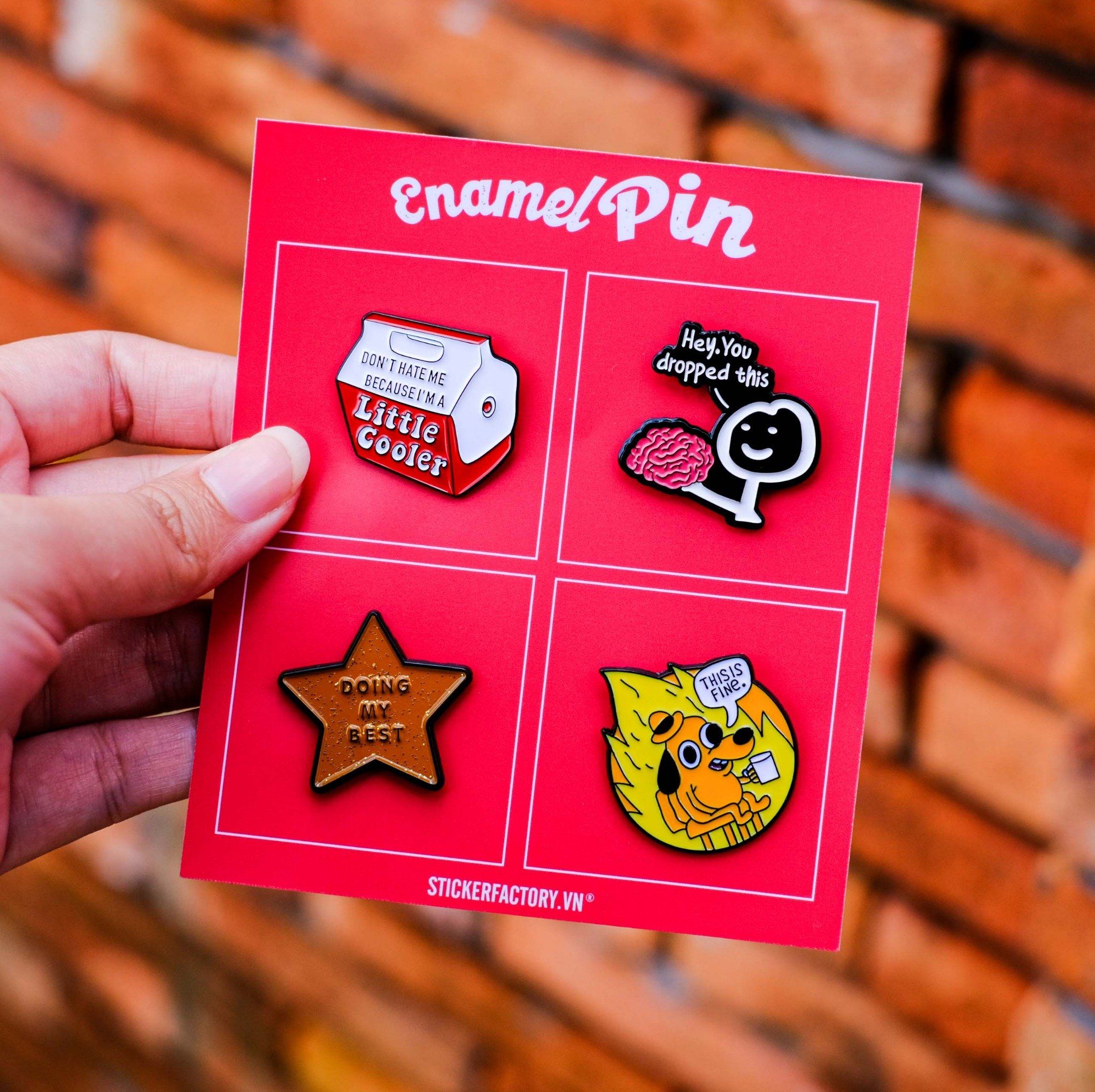 EPIN031 Meme Vibes - Set 4 Enamel Pin - Huy hiệu kim loại