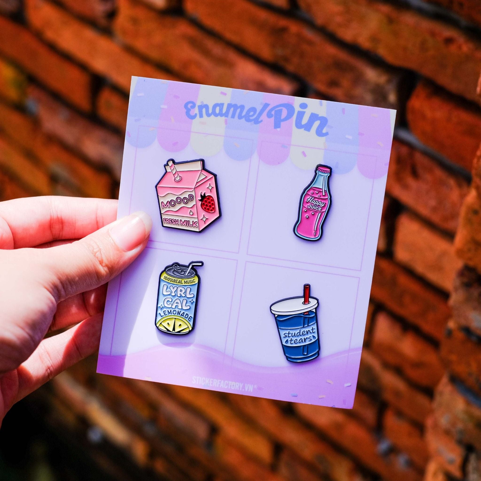 EPIN035 Drink Mood - Set 4 Enamel Pin - Huy hiệu kim loại