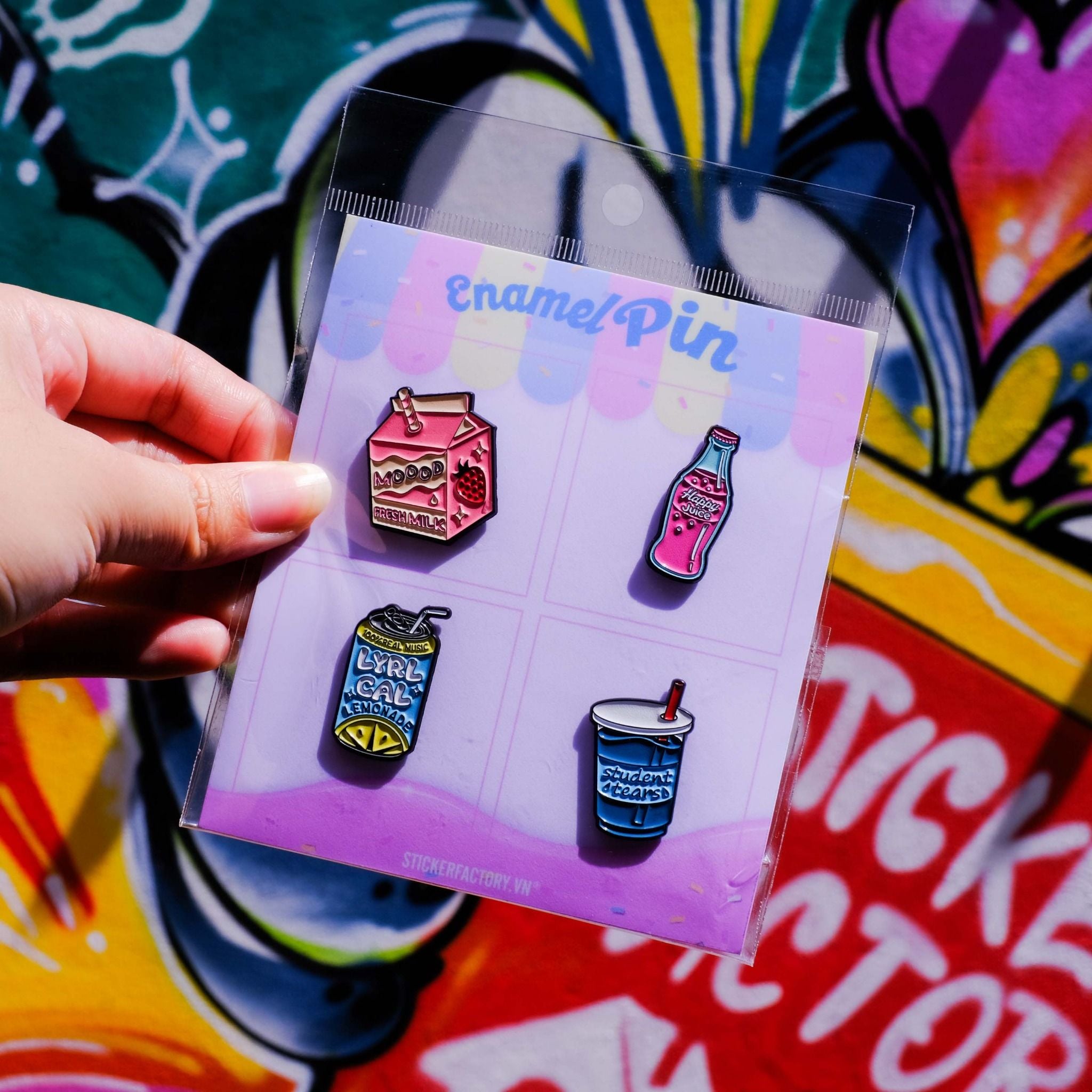 EPIN035 Drink Mood - Set 4 Enamel Pin - Huy hiệu kim loại