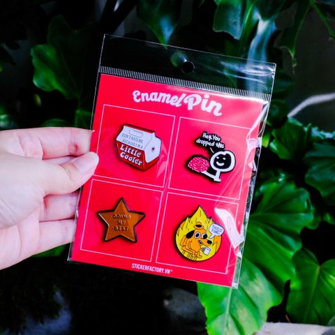  EPIN031 Meme Vibes - Set 4 Enamel Pin - Huy hiệu kim loại 