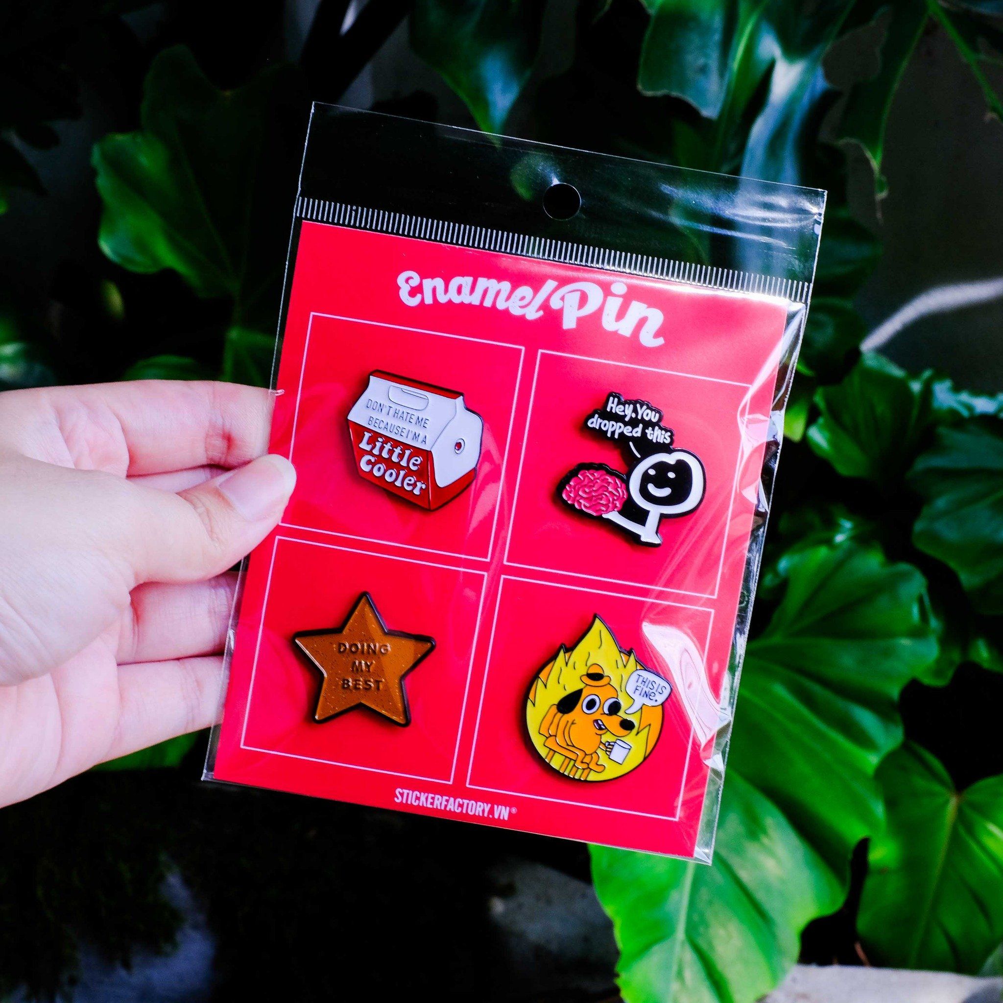 EPIN031 Meme Vibes - Set 4 Enamel Pin - Huy hiệu kim loại
