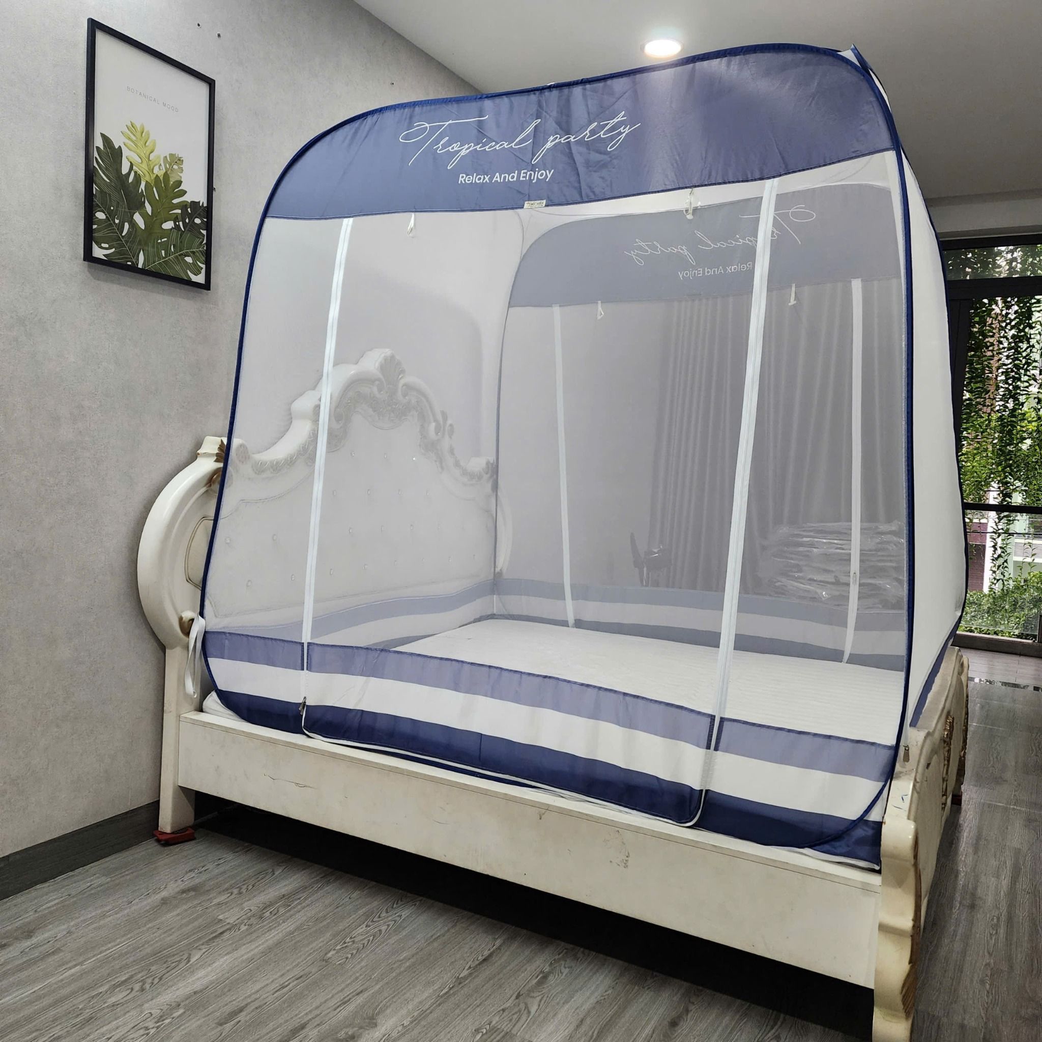 Mùng Chụp Đỉnh Vuông Cao Cấp Mộc Miên - 3 Cửa