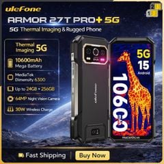 Ulefone Armor 27T Pro+ 2sim5G Camera 50/64NV/Nhiệt FLIR3.5 siêu bền pin10600mAh Ram24GB Rom256GB Android15