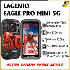 Lagenio Eagle Pro Mini 5G - Camera hành động 50MP góc rộng nhỏ gọn kiêm smartphone siêu bền 2sim5G đa năng tuyệt hảo