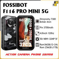 Fossibot F116 Pro Mini 5G - Camera hành động 50MP góc rộng nhỏ gọn kiêm smartphone siêu bền 2sim5G đa năng tuyệt hảo