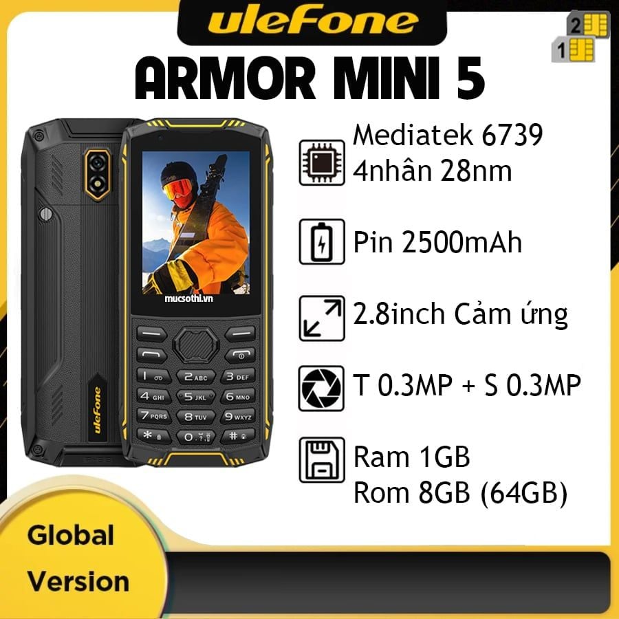 Ulefone Armor Mini 5 - Điện thoại Android bàn phím màn hình cảm ứng siêu bền pin khủng dùng 2sim4G