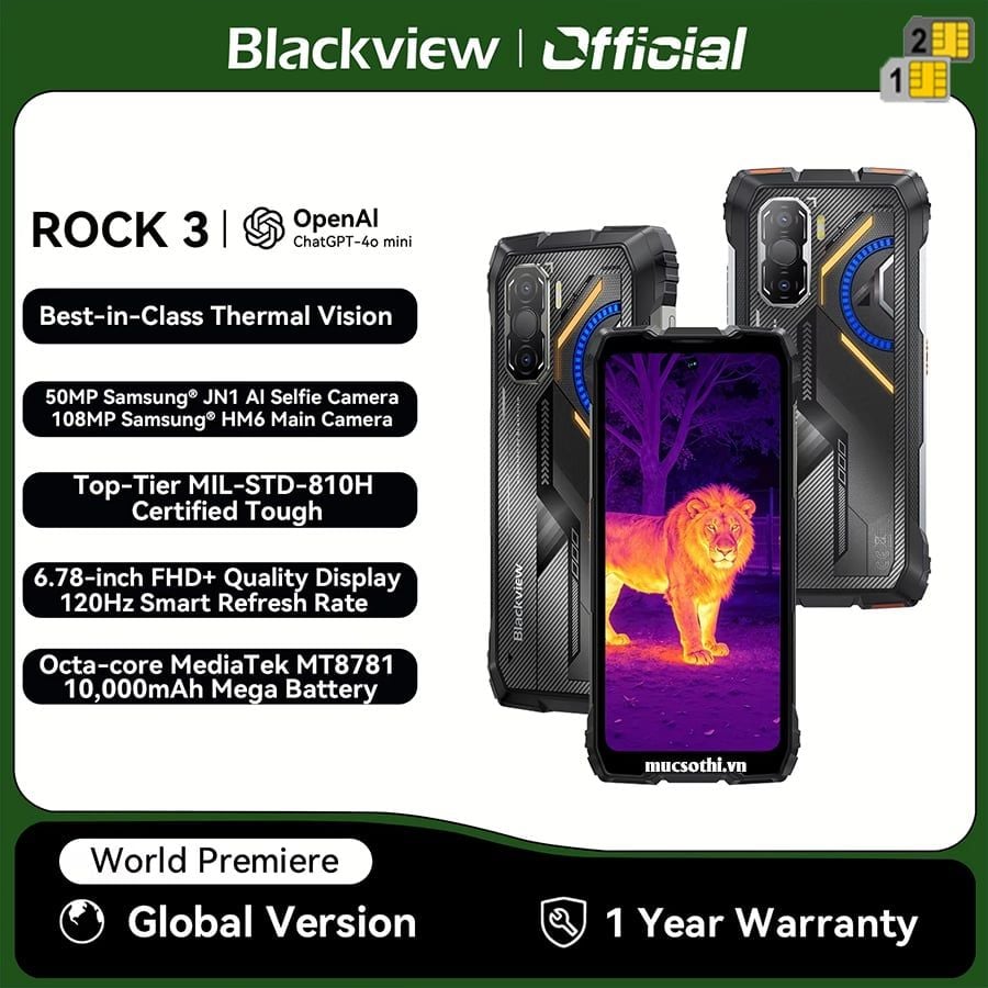 Blackview Rock 3 (Camera Nhiệt) - Chính hãng nguyên Seal Giá Tốt + Khuyến mãi hấp dẫn