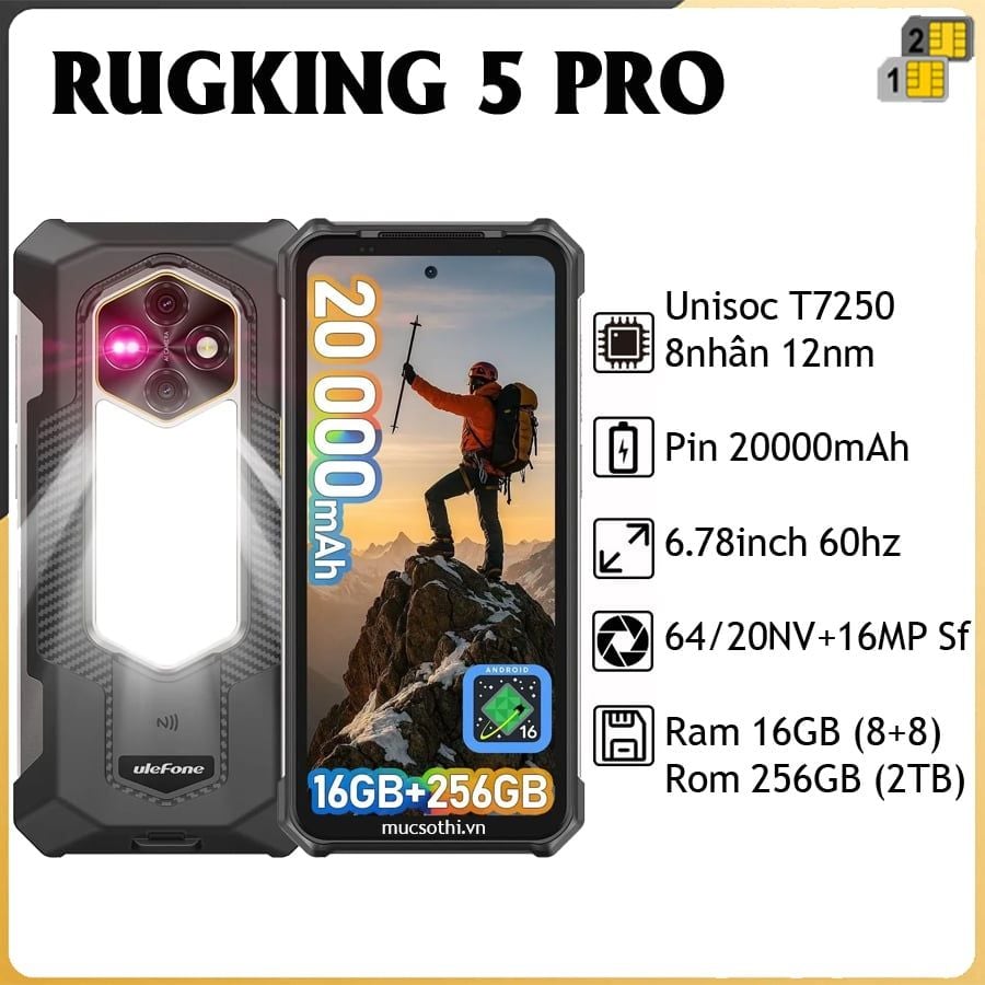 RugKing 5 Pro (20.000mAh) - Chính hãng mới nguyên Seal GIÁ TỐT + Khuyến mãi hấp dẫn