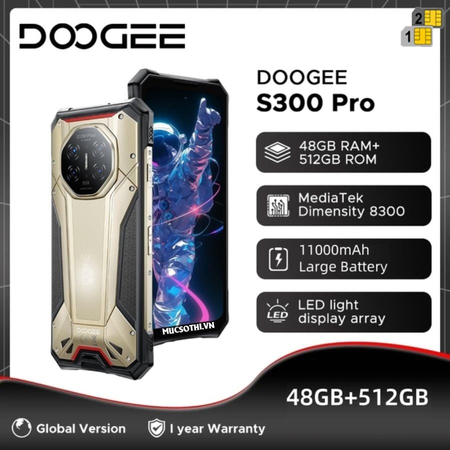Doogee S300 Pro - 2sim5G Siêu bền Pin 11000mAh CameraAI 200MP Ram48GB Rom512GB Android16