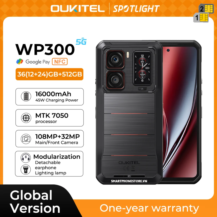 Oukitel WP300 5G - Chính hãng nguyên Seal + Khuyến mãi Hấp Dẫn - 09175.09195