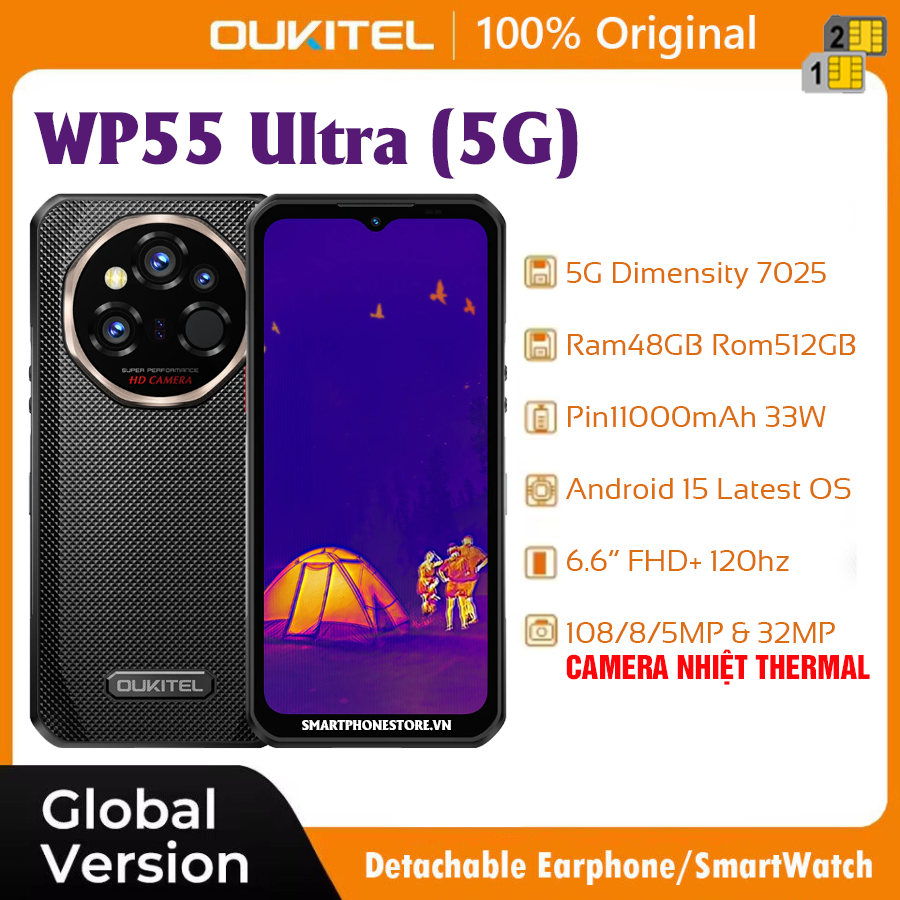 Oukitel WP55Ultra 5G (Camera Nhiệt) - Chính hãng nguyên Seal Giá Tốt + KM Hấp Dẫn - 09175.09195