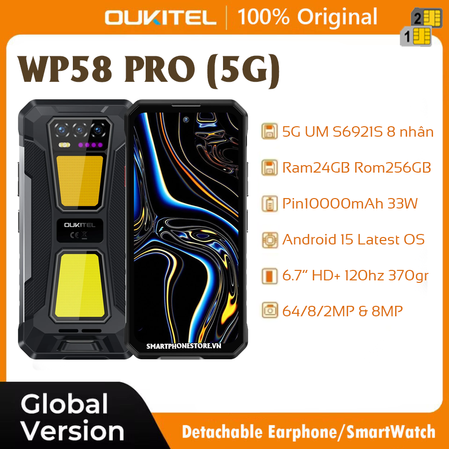 Oukitel WP58 Pro 5G - Chính hãng nguyên Seal GIÁ TỐT khuyến mãi HẤP DẪN - 09175.09195