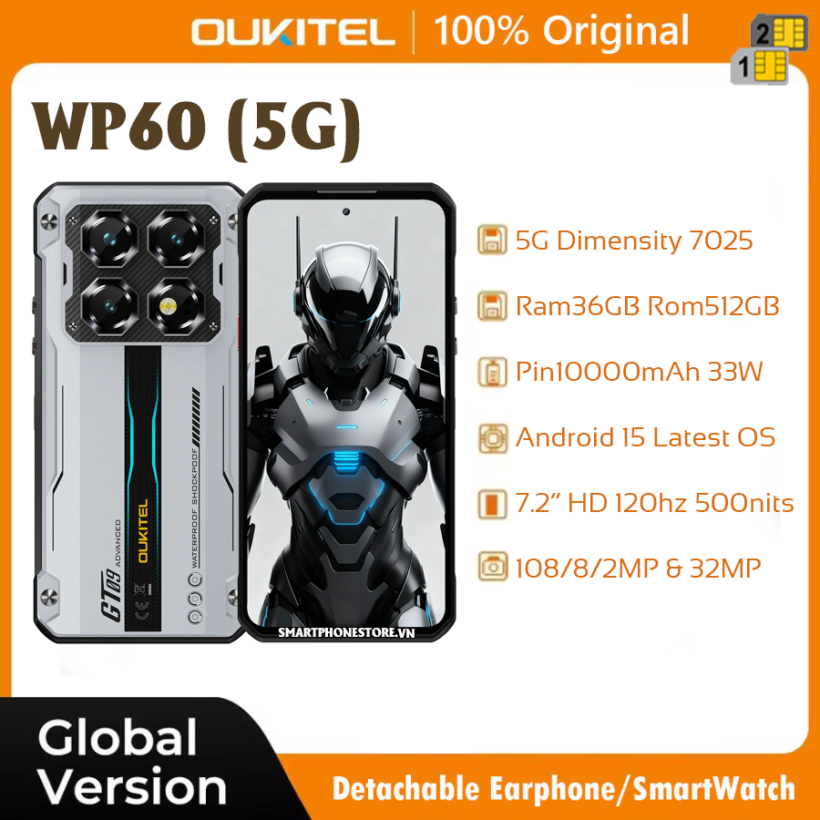 Oukitel WP60 5G Transformer - Chính hãng nguyên Seal Giá Tốt + Khuyến mãi Hấp Dẫn - 09175.09195