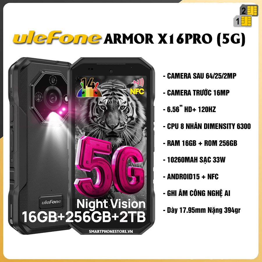 Ulefone Armor X16Pro 5G - Chính hãng nguyên Seal GIÁ TỐT khuyến mãi HẤP DẪN - 09175.09195