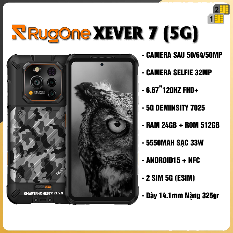 RugOne Xever 7 5G - Chính hãng nguyên Seal Giá Tốt + Khuyến mãi Hấp Dẫn - 09175.09195