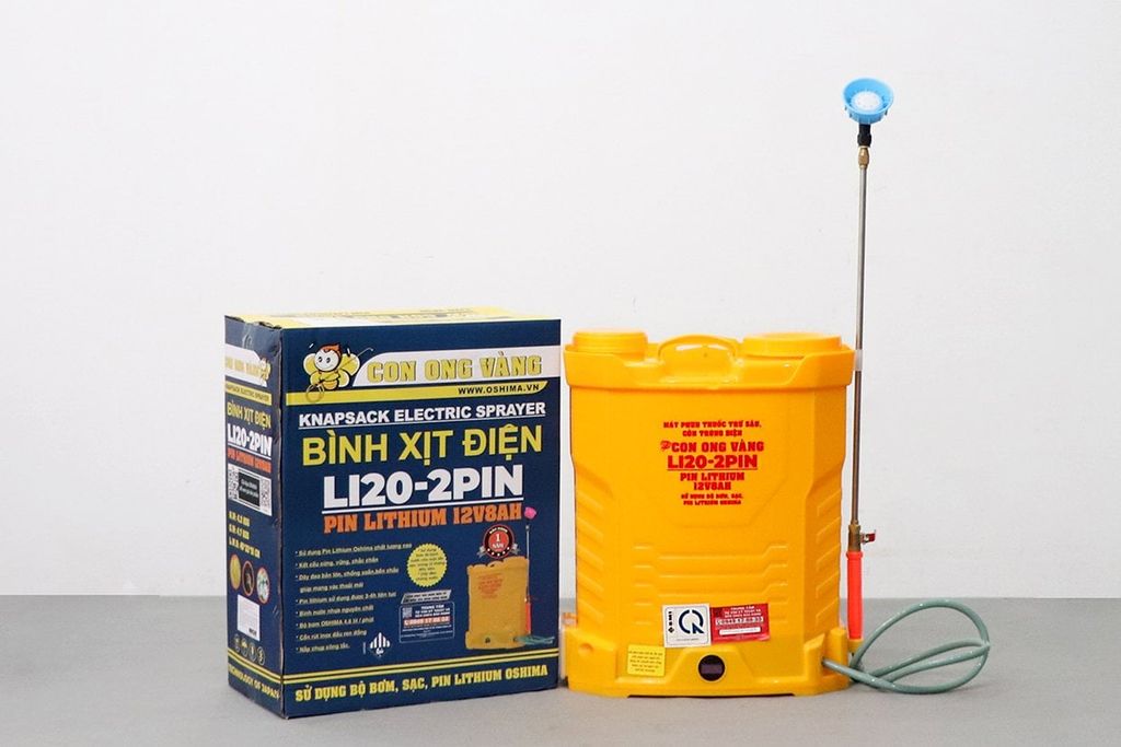 Máy phun thuốc trừ sâu, côn trùng điện CON ONG VÀNG Li20 pin Vàng Pin lithium 12V8Ah