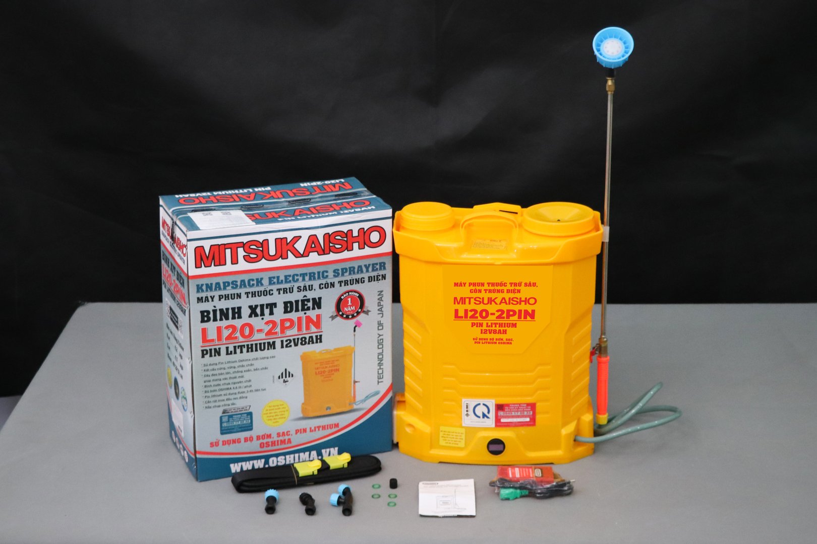 Máy phun thuốc trừ sâu, côn trùng điện MITSUKAISHO Li20-2pin Vàng Pin lithium 12V8Ah