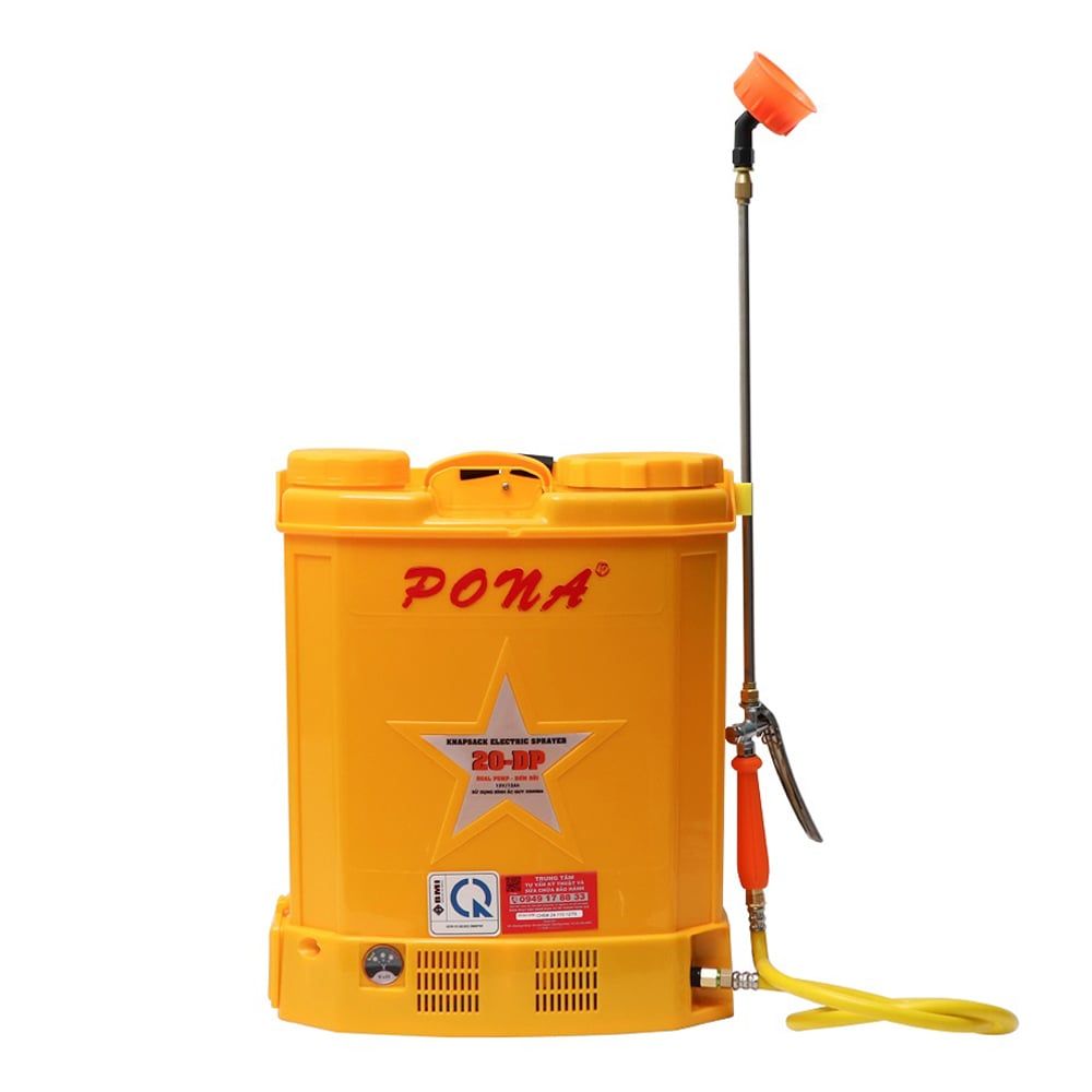Máy phun thuốc trừ sâu, côn trùng điện Pona 20-DP Vàng Bình ắc qui 12V12Ah