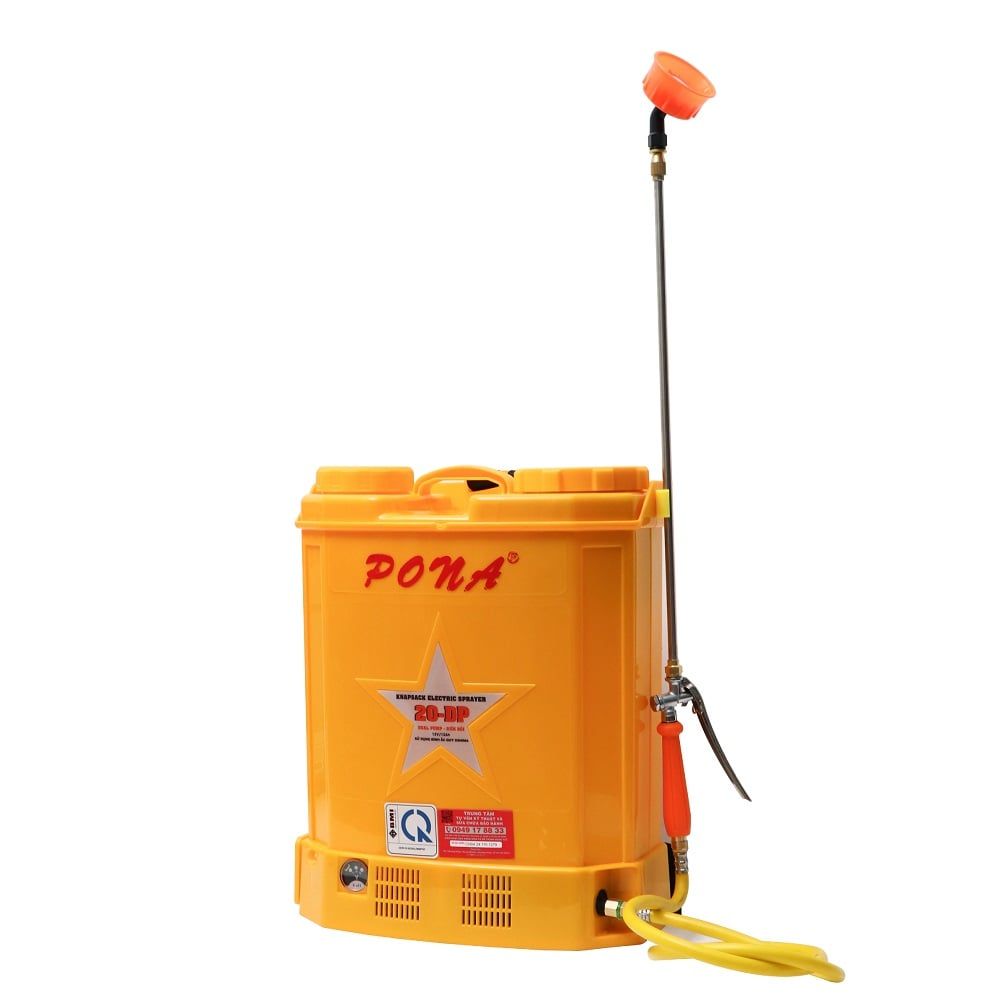 Máy phun thuốc trừ sâu, côn trùng điện Pona 20-DP Vàng Bình ắc qui 12V12Ah