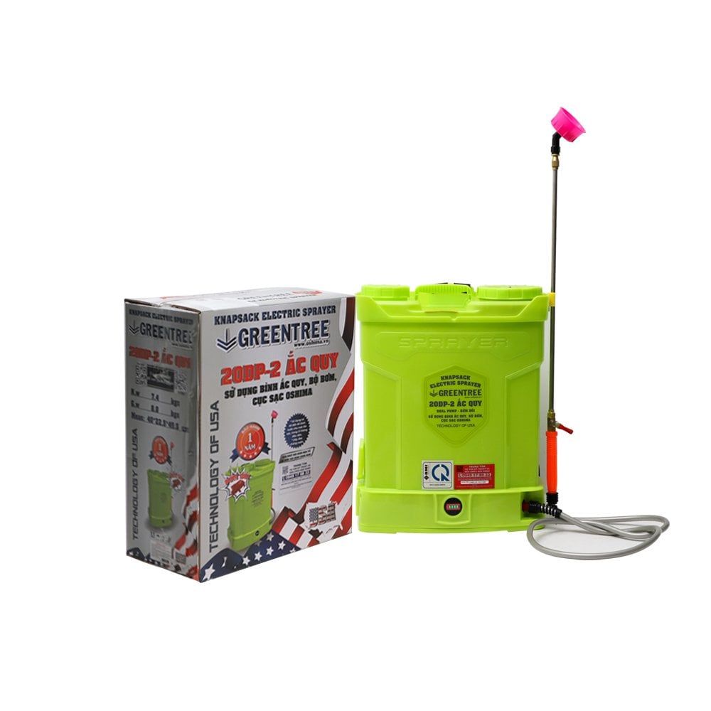 Máy phun thuốc trừ sâu, côn trùng điện GREENTREE 20DP- ắc quy Xanh Bình ắc quy 12V12Ah