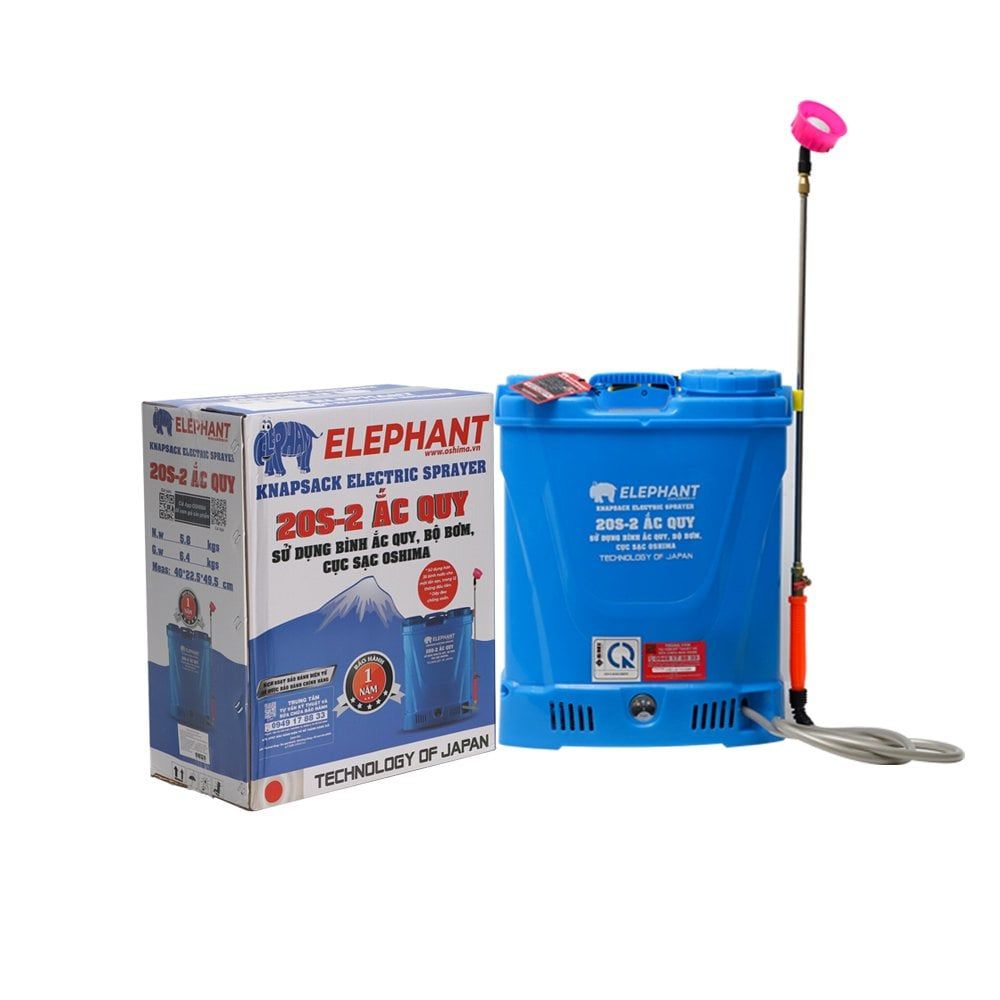 Máy phun thuốc trừ sâu, côn trùng điện ELEPHANT 20S-ắc quy Xanh Bình ắc quy 12V8Ah