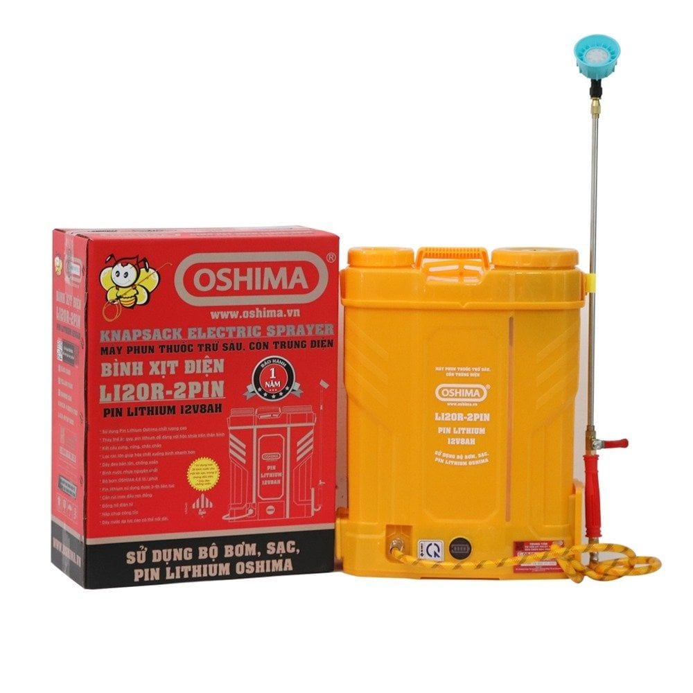 Máy phun thuốc trừ sâu, côn trùng điện OSHIMA Li20R pin Vàng Pin lithium 12V8Ah