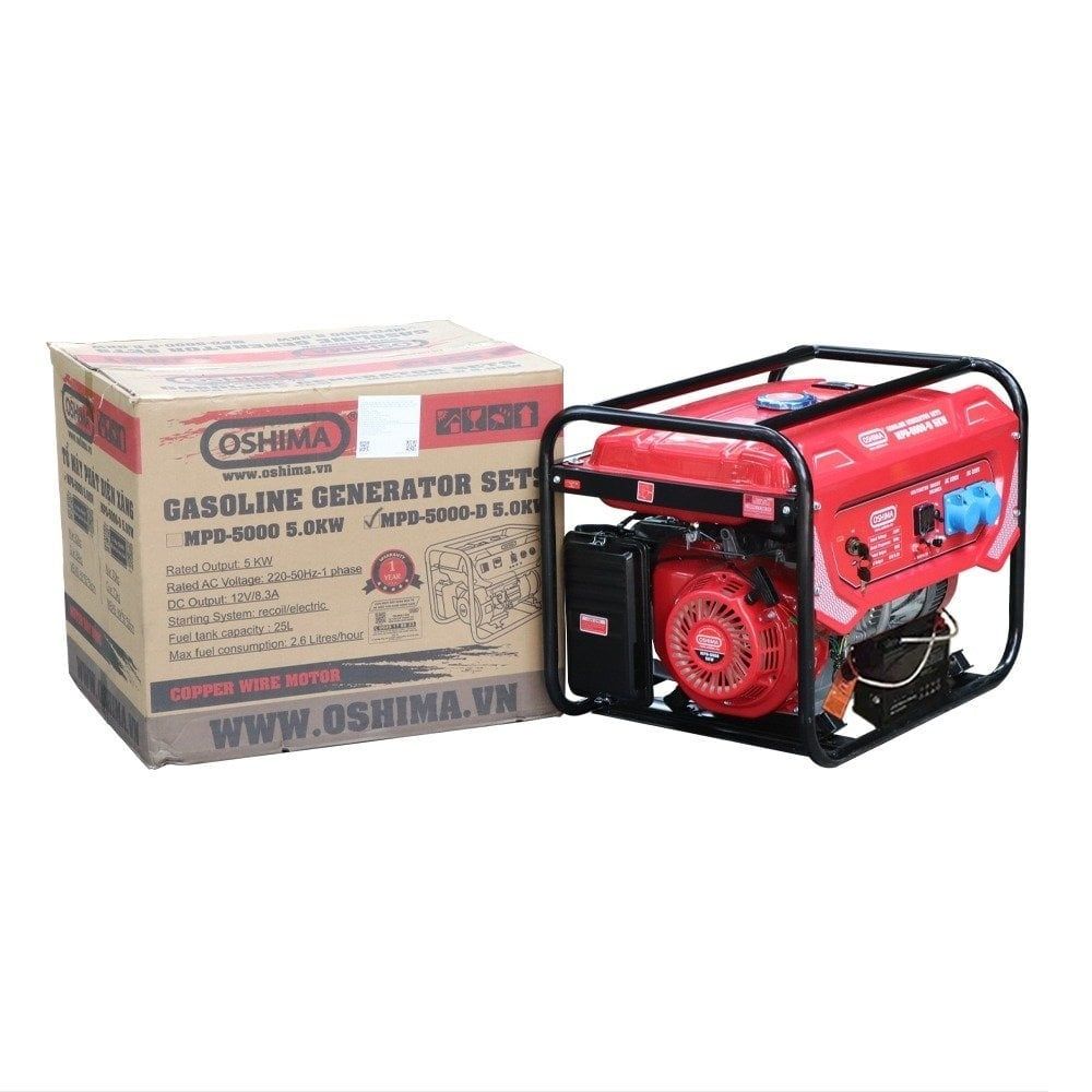 Máy phát điện chạy xăng 4 thì Oshima MPD 5000 5KW D đề nổ