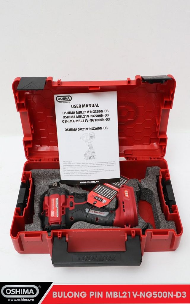 Súng Mở bu lông pin lithium Oshima MBL21V-NG400N-D1 kèm Pin Sạc