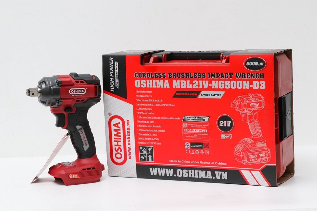 Súng Mở bu lông pin lithium Oshima MBL21V-NG550N-D2 kèm Pin, sạc