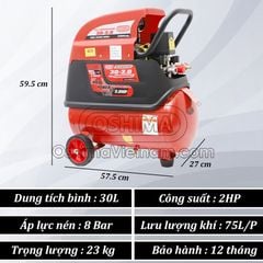 MÁY NÉN KHÍ CÓ DẦU OSHIMA 2HP 30L