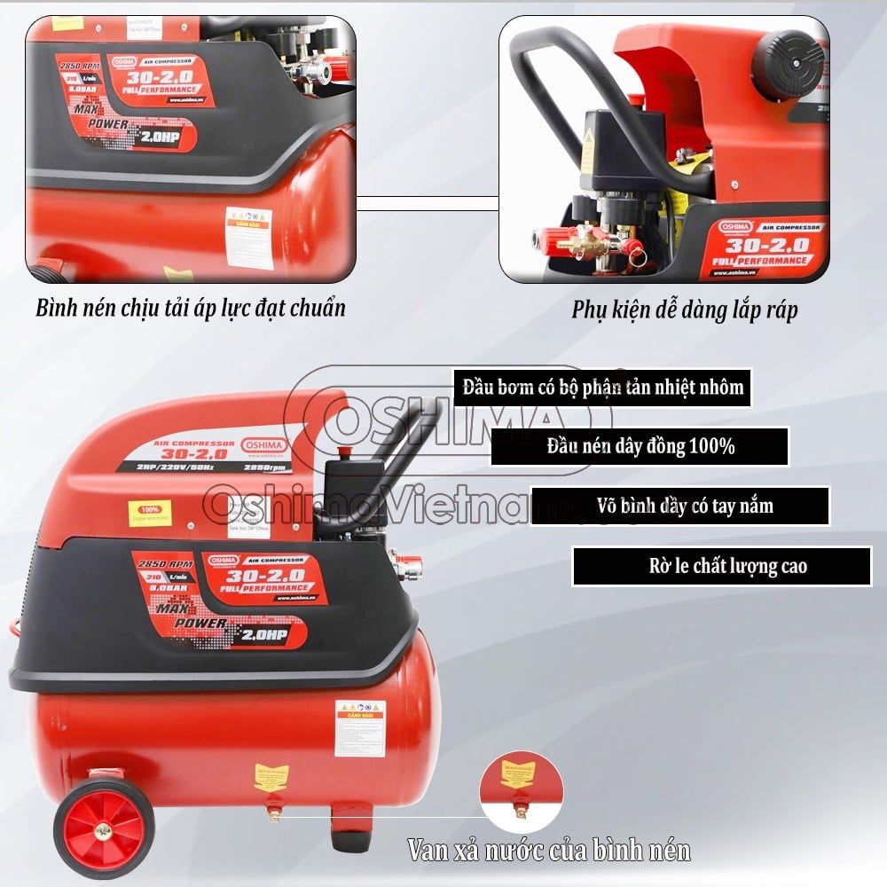 MÁY NÉN KHÍ CÓ DẦU OSHIMA 2HP 30L