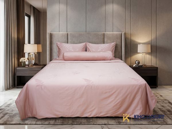 Bộ chăn ga Nature Home Standard Tencel Cotton Dương Xỉ Hồng