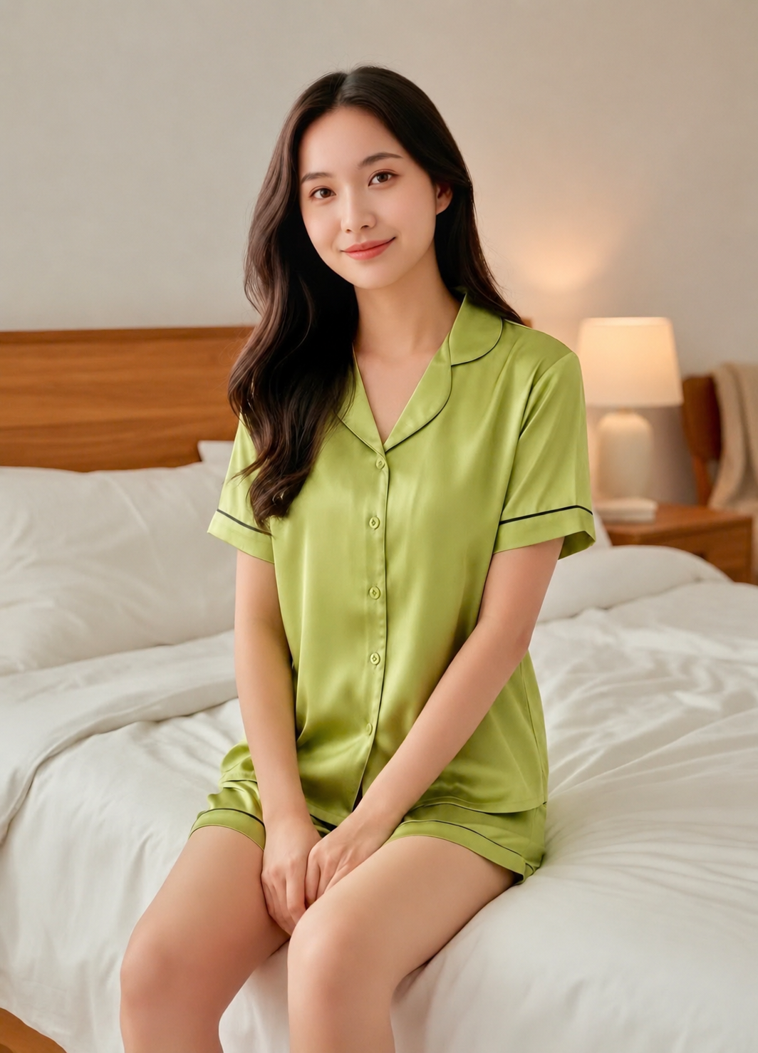  Bộ lụa đùi Pijama ngắn tay 