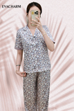  Bộ lụa Pháp Pyjama Hoạ Tiết (Tím nhạt) 