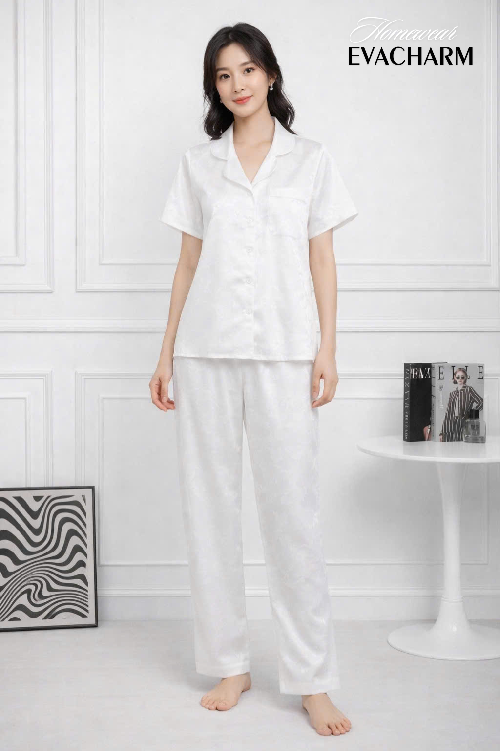  Bộ mặc nhà GẤM TRẮNG 