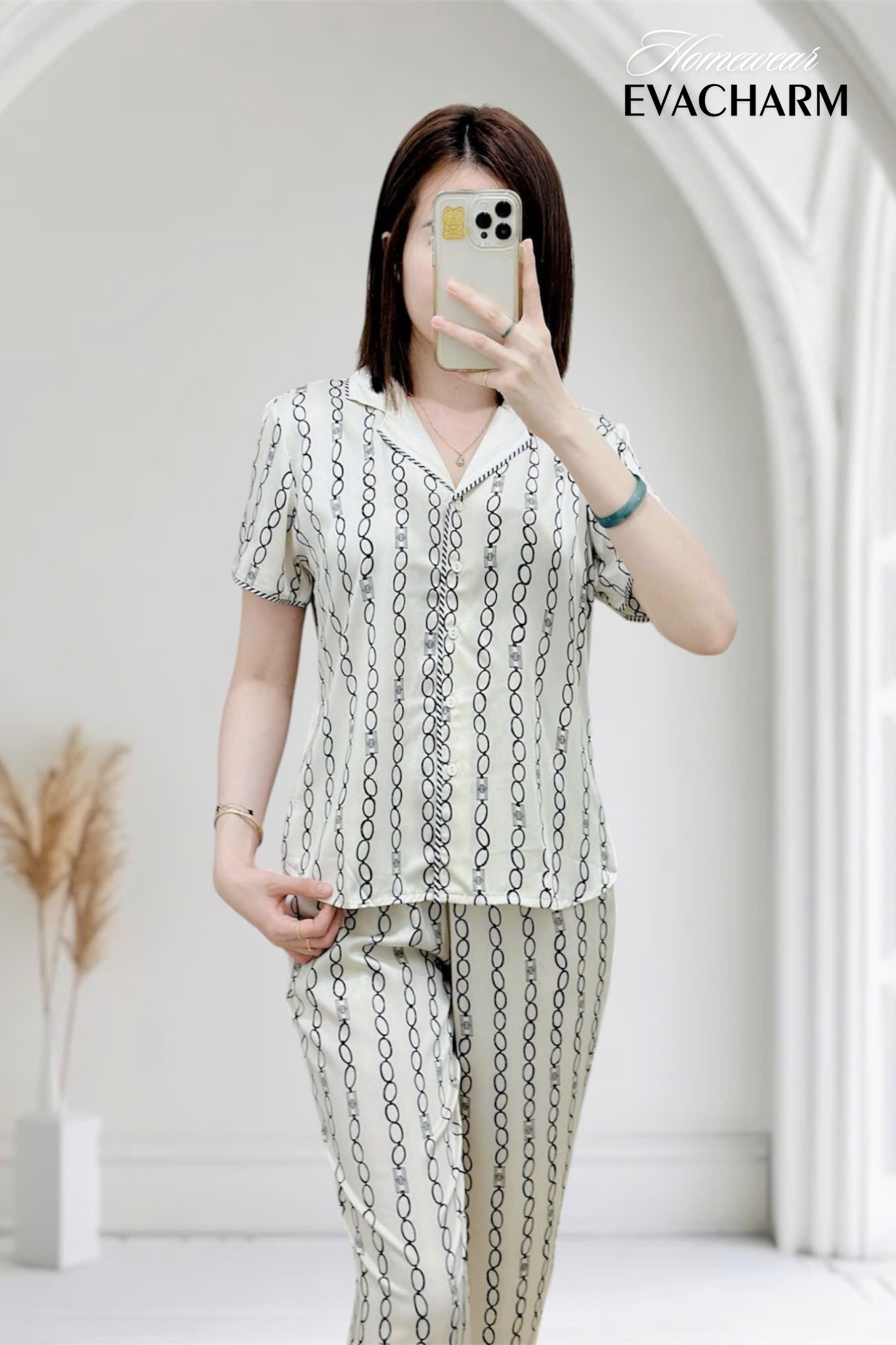  Bộ lụa Pijama tay ngắn quần dài 
