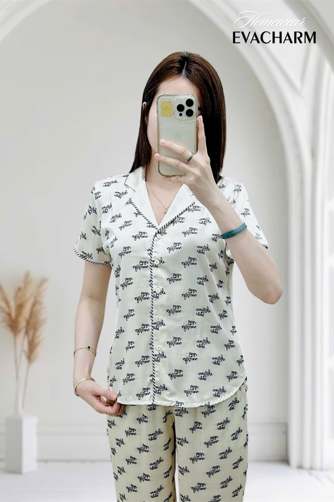  Bộ lụa Pijama tay ngắn quần dài 