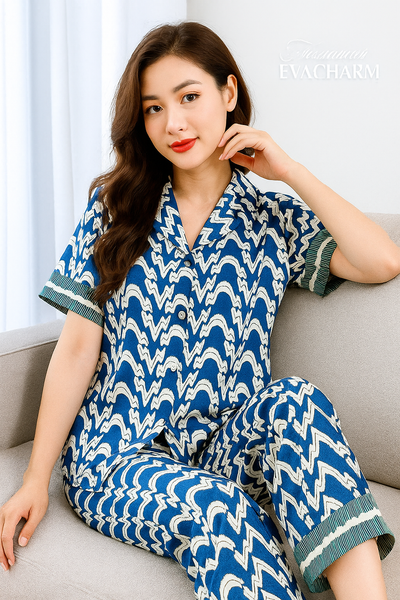  Bộ lụa Pháp cao cấp Pijama hoạ tiết 