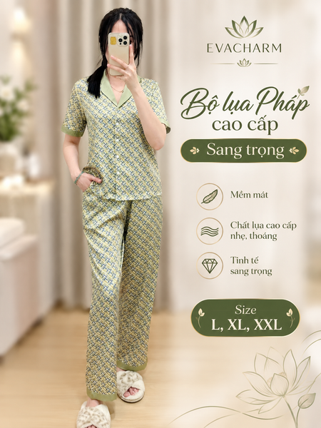  Bộ lụa Pháp cao cấp Pijama hoạ tiết 