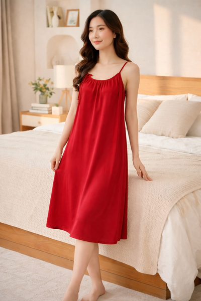  Váy ngủ lụa dáng babydoll 2 dây 