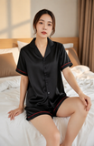  Bộ lụa đùi Pijama ngắn tay 