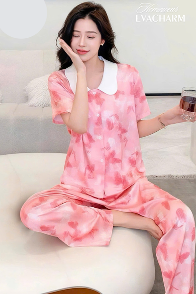  Bộ lụa Pháp cao cấp cổ sen hoạ tiết 