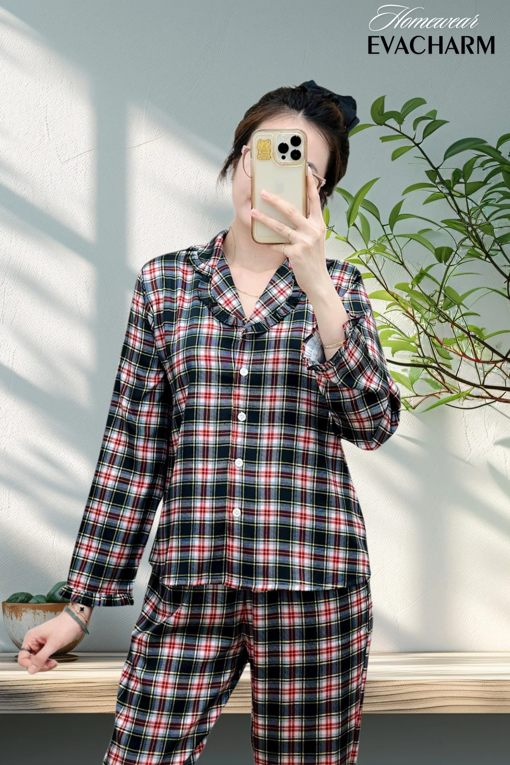  Bộ lụa Pháp Pijama cao cấp (sọc đen) 