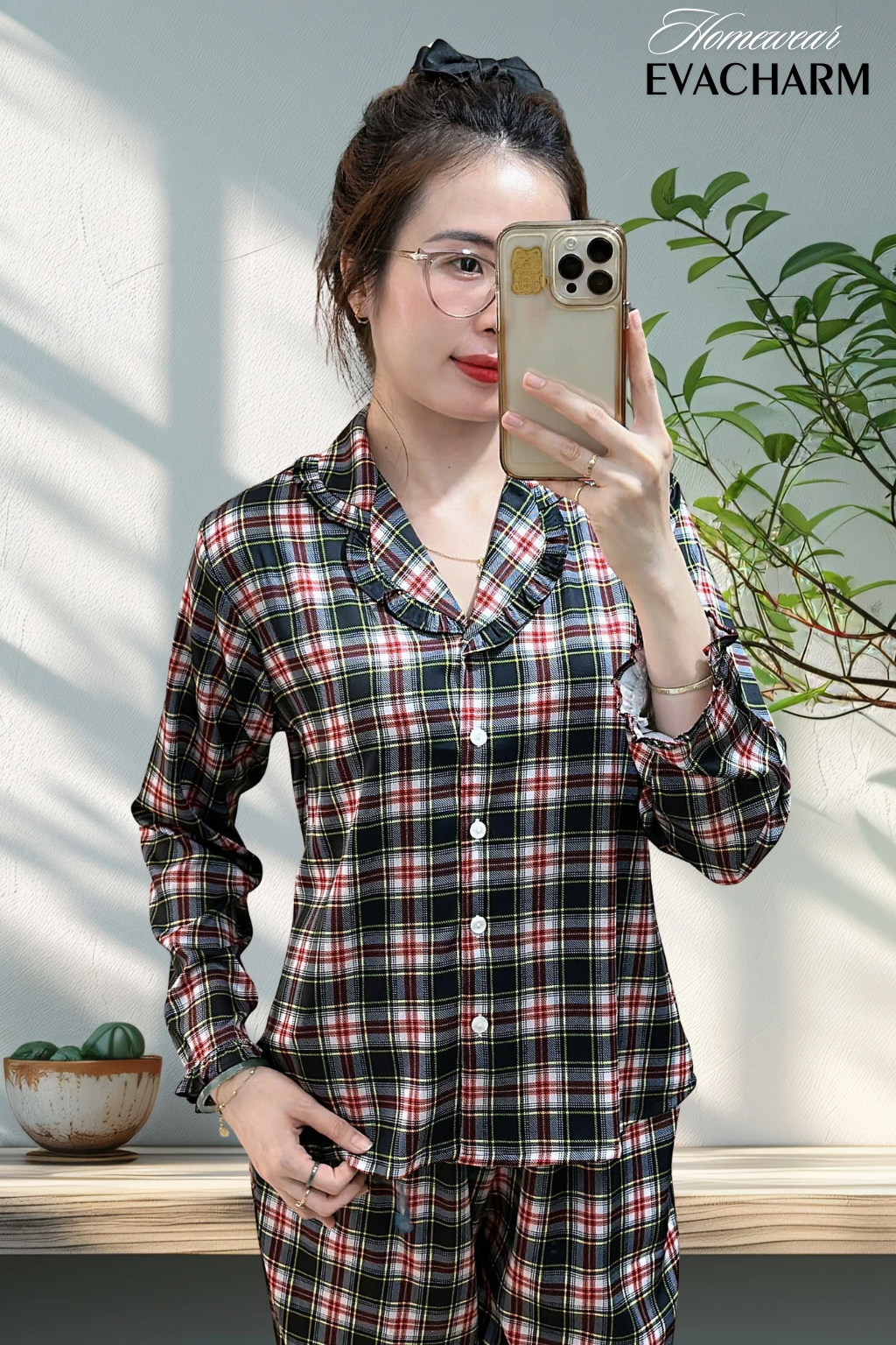  Bộ lụa Pháp Pijama cao cấp (sọc đen) 