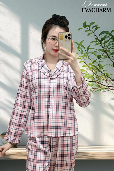  Bộ lụa Pháp Pijama cao cấp (sọc hồng) 
