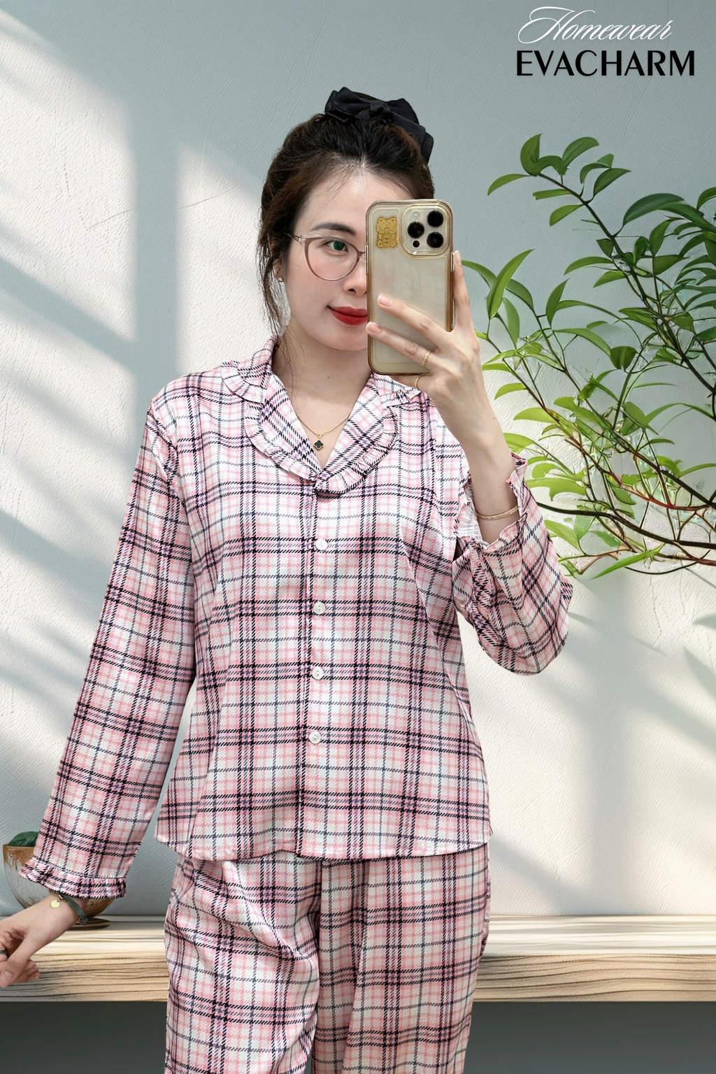  Bộ lụa Pháp Pijama cao cấp (sọc hồng) 