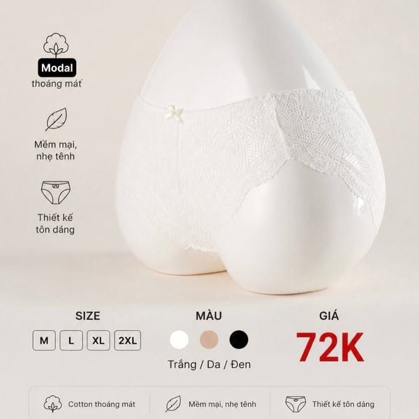  Quần lót ren phối vải Modal CP 
