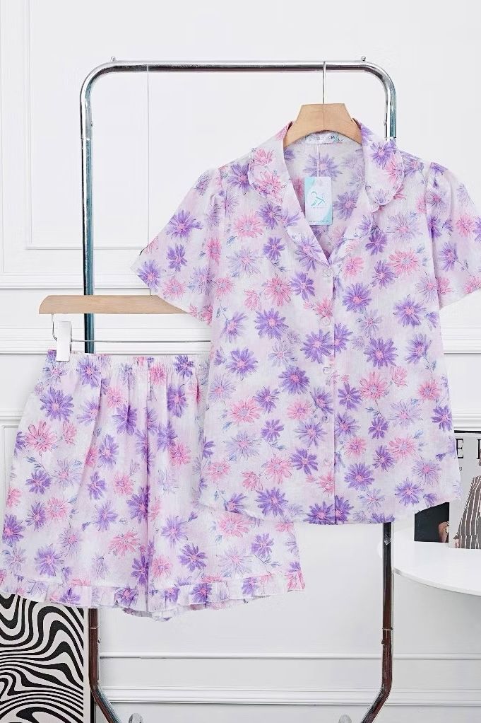  Bộ kate mặc nhà Pijama quần đùi tay ngắn 
